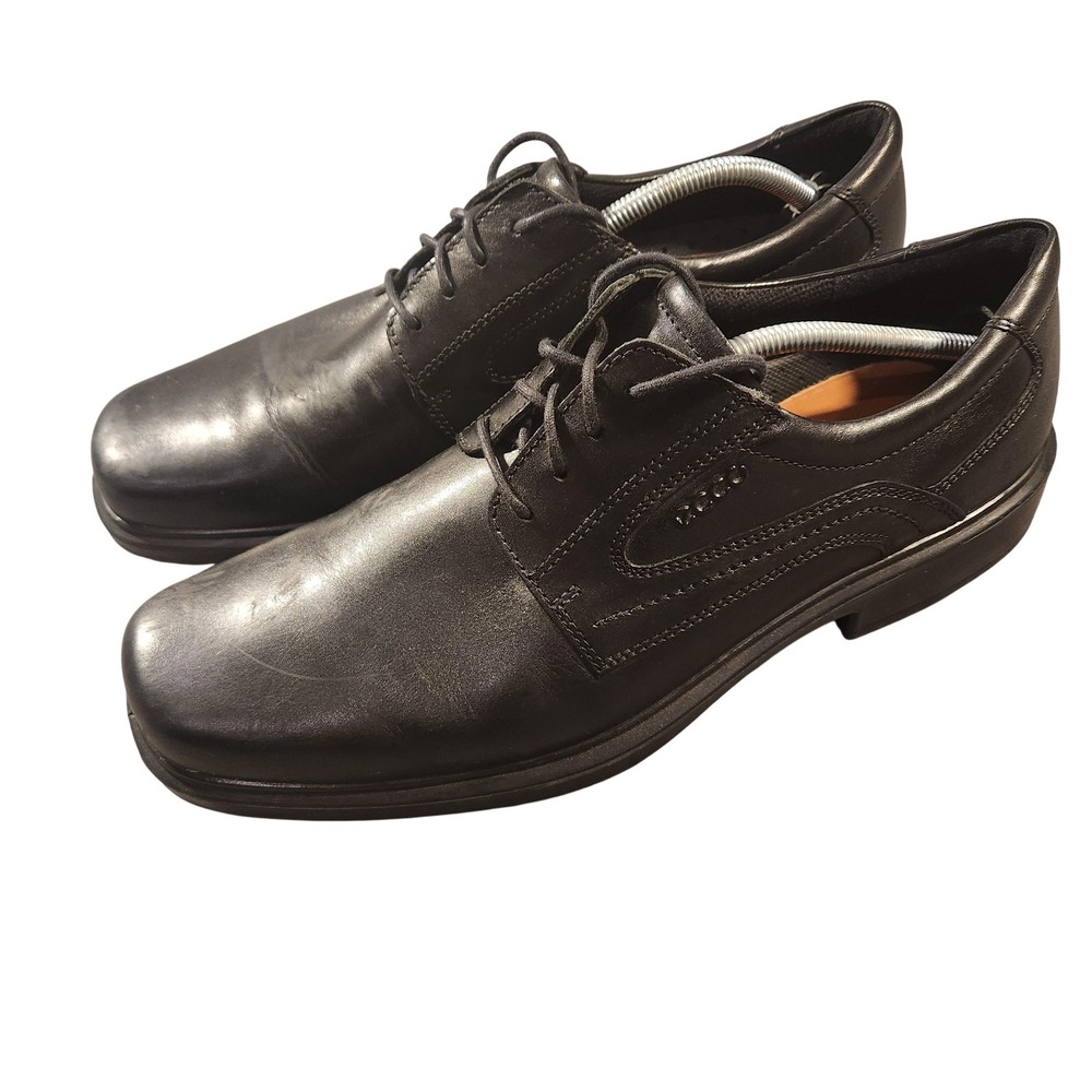 Ecco‎ Helsinki Plain Toe Dress Shoes Mens Size 13 Black Leather Comfort Oxford